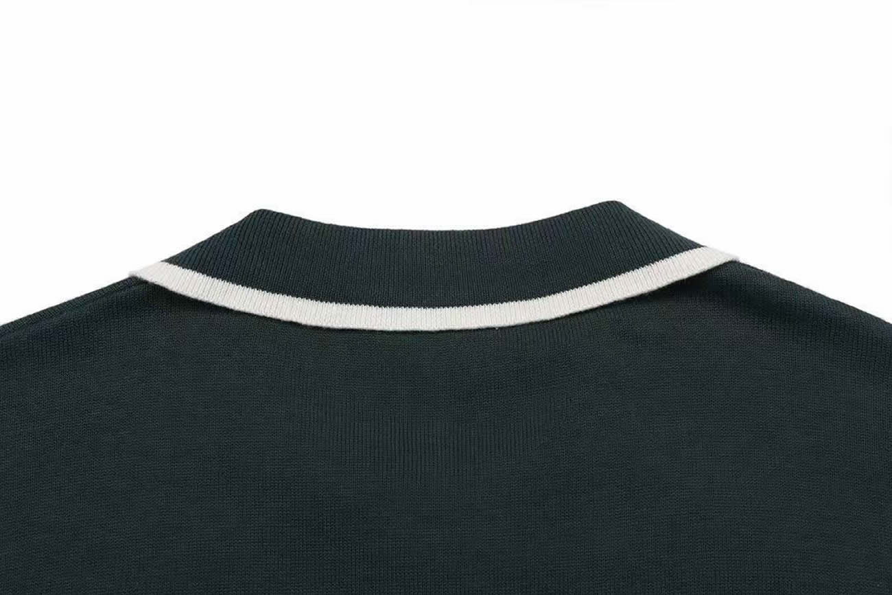 Louis Vuitton Green Polo T Shirt With White Embroidered (3) - www.newkick.vip